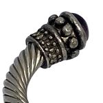 Vintage: Purple Cats Eye Cabochon Gems ❁ Twisted Silver Cable Bangle Bracelet ❁ Photo 12