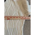 Nicole Miller Cream Cable Knit V Neck Sweater Green Navy Stripe Medium Tennis Photo 5