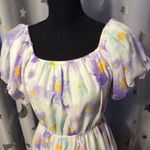 Cottagecore Puffed Sleeves Floral Dress Large L Lined Gathered Neckline Photo 3