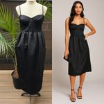 Future Collective Black Midi Dress Small NWT Bustier Satin Smocked Back Photo 1