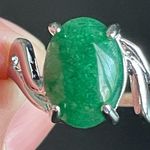 Green jade S925 silver women ring size 10 Photo 6
