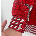 Vtg Fire Islander 1980s Womens Shirt Sz 44 USA Patch Dagger Collar Geometric Y2K Red Photo 6