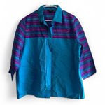 Thai Silk Vibrant Blue and Purple Shirt XL Photo 0