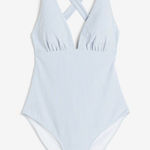 H&M  Small Seersucker Plunge One Piece Swim Bathing Suit Photo 0