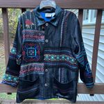 Chico's Womens 100% SILK Embroidered silk Lined Classic blazer Light Jacket|Sz:1 Photo 0