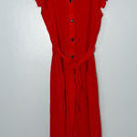 Monteau NEW  Red Tie Front Button Down Dress | S Photo 0