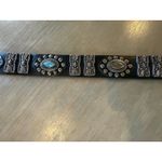 Leather Belt Western Concho Turquoise Studs Buckle Decoration Sz M Please Read Black Photo 12