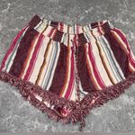 Striped Fringe Women Shorts Red Size M Photo 0