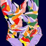 Anne cole NWT Colorful Tropical Plants Abstract One-Piece Beach Swimsuit Photo 3