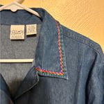Haband Blue Denim Jacket with Colorful Floral Embroidery Size L Photo 7