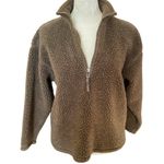 Gap brown quarter zip short teddy jacket shacket women's size XL soft Photo 5