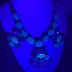 J.Crew Bib Necklace Glows Under Black Light Green Mauve Clear Gold Tone 18" Photo 0