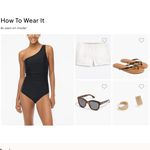 NWT J Crew Ruched Swimsuit Reg Rise Sz L One Shoulder Shelf Bra Black w Liner Size L Photo 5