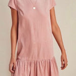 Anthropologie  Maeve Pink‎ Corduroy Tessa Flounced Dress Sz S Photo 0