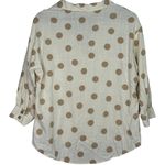 ZARA Button Up Shirt Textured Polka Dot Collared Long Sleeve Small Ivory Beige Photo 12
