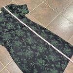 Tory Burch Floral Lace Applique Fishnet Sheath Short Sleeve Dress Navy Green 12 Photo 13