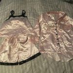 Size Medium Light Punk Satin 3 Piece Pajama Set Pink Photo 0
