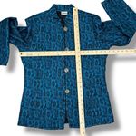 Chico's Embroidered Silk Mandarin Style Jacket Teal Blue Black Medium 8 Photo 10