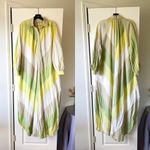 Devotion Twins Lia Maxi Shirt Dress Green Cotton Resort Boho Chevron S EUC Photo 2