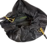 Anthropologie  Jory Black Metallic Clutch Crossbody Dumpling Bag Vegan Leather Photo 5