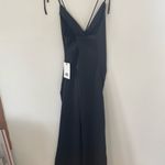 Jason Wu  Black Satin Ruched V Neck Strappy Maxi Dress Sz.S NWT! Photo 6
