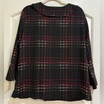 Investments  Riley Black, Tan, White and Red Plaid Ruffle Blouse Photo 1