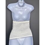 COMMENSE OPEN KNIT TIE FRONT HALTER WHITE CROCHET VEST NWOT‎ SIZE L Size L Photo 2