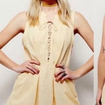 Free People  Yellow Lace Up Linen Blend Dress Size XS Photo 0