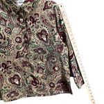 Bonworth Vintage Blouse Womens PM Tan Maroon Paisley Shirt Boho Retro Old Money Photo 6
