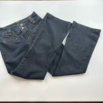 Bisou Bisou  Michele Bohbot Flare Blue Jeans Contrast Stitching Size 4 Y2K Photo 4
