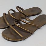 Schutz Flat Gladiator Slip On Sandal Gold Size 6.5 Photo 13