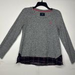 U.S. Polo Assn. Womens Heather Gray Sweater with Stripe Hem  - Size  Medium Photo 0