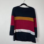 Pure Hand Knits Woman's M/L Red Black Striped Wrap Front Sweater Lagenlook Size M Photo 6