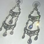 Monet  Silver Tone Clear CZ Chandelier Dangling Pierced Earrings Photo 3