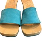 Candie's Vintage 1980's Demi Teal Leather High Heels Slide Sandals, Sz 8 Photo 9