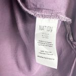 Nation Ltd Sandra Seamed Peasant Blouse Purple Rain Size Medium Satin L/S Photo 3