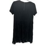 fab'rik  Black Sheath faux suede fringe Dress short sleeve M concert festival Photo 1
