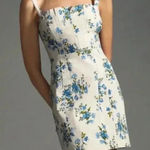 Anthropologie  $160 Blue Flower Mini Dress Blue Floral Cottagecore Boho Bohemian Photo 0