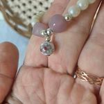 Handmade “Meredith” Purple Pearl Bracelet Stretch Elastic Floral Bead Classic Photo 3