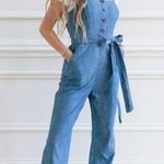 Rachel Parcell  sleeveless chambray jumpsuit Photo 0