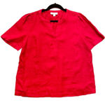 Charter Club luxury 100% linen red notch neck top m Photo 0
