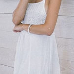 l*space L Aloha Mini Dress Crochet Fringe Floral White Coverup Summer Size Medium Photo 0