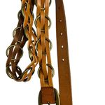 EXPRESS  WOVEN LEATHER Belt BRONZE-Tone RINGS BUCKLE WOMENS HIPPIE BOHO 35” Photo 3