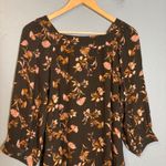 Garnet Hill Jardin Crepe Mini Dress Size XS Brown Floral Fall Boho Photo 7