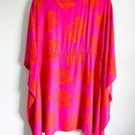 Escapada  Pink Orange Tropical Coral Print Kimono beach swim cover Dress sz S/M Photo 5