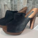 Ann Taylor Black Leather Suede High Heel Sandal Size 9 Photo 0