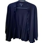 Inc international 🖤 I.N.C. Soft Knit Ruffle Trimmed Open Shrug Cardigan 3/4-Sleeve Deep Black, 2X Photo 0