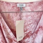 Tobi New Pink Tie Dye Print Flared Long Sleeve Button Front Cropped Blouse Sz S Photo 3