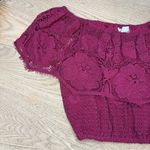 Miguelina Dakota Floral Lace Crochet Crop Top Milkmaid Hippie Maroon Women's S Pink Photo 1