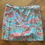 Harold’s Bright Blue & Pink Floral Print Skirt Size 10 Photo 0